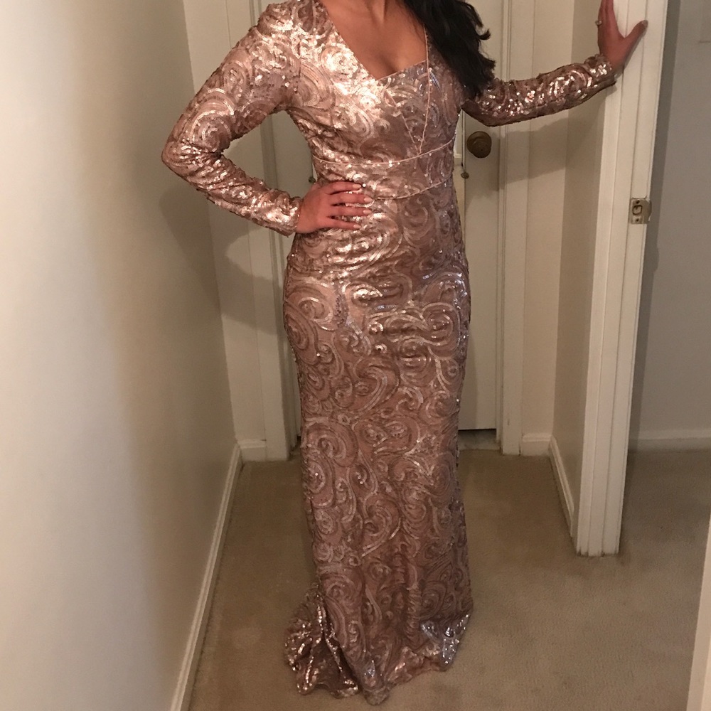 Badgley Mischka Blush sequin gown