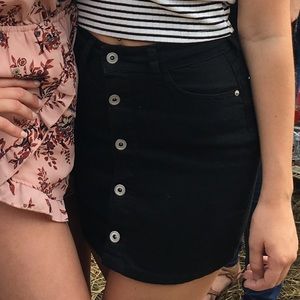 Black denim skirt