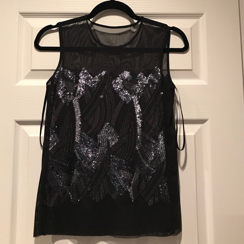 Fancy mesh tank with sequin detail