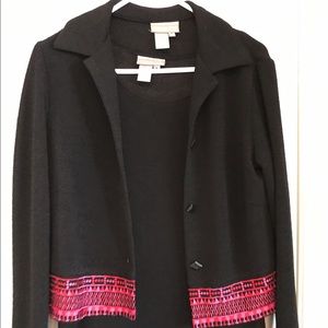 Coldwater Creek 2-piece dress black small trim