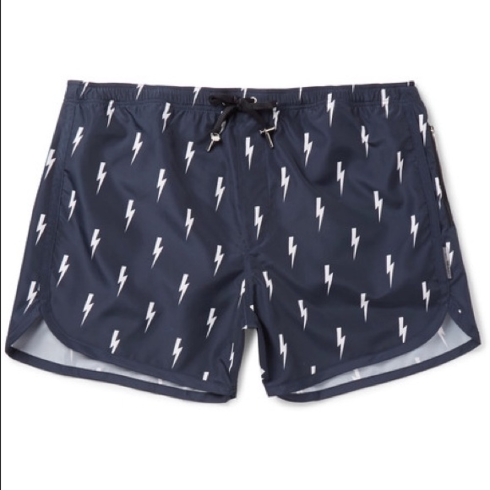 Neil Barret lightning bolt print swim shorts