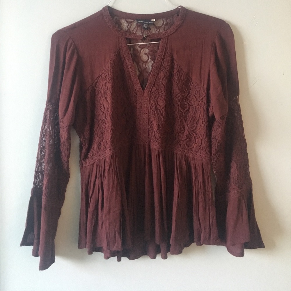 Burgundy Lace Blouse from American Eagle