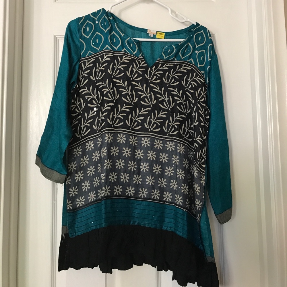 NEW Blue and Black Silk Kurti (K23)