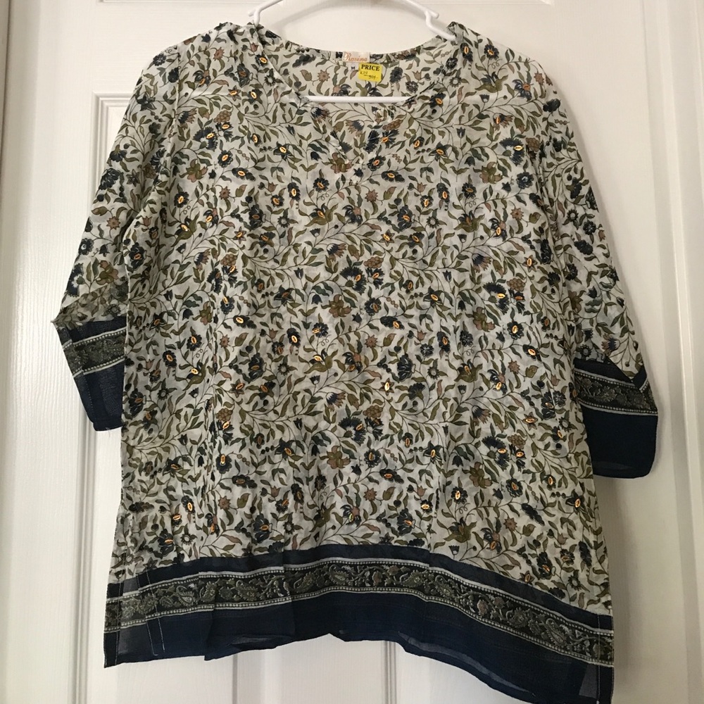 NEW White Printed Silk Kurti (K24)