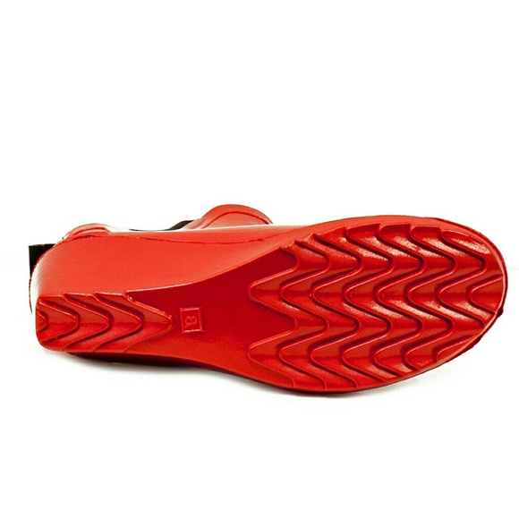 Women Ankle Wedge Rain boots, #3102, Red - Picture 3 of 3