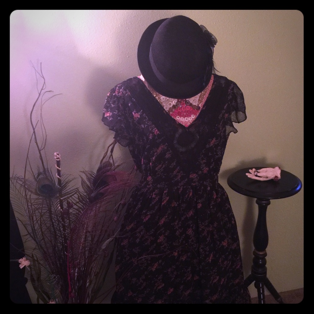 Dark Flowers Dress *HOLD*