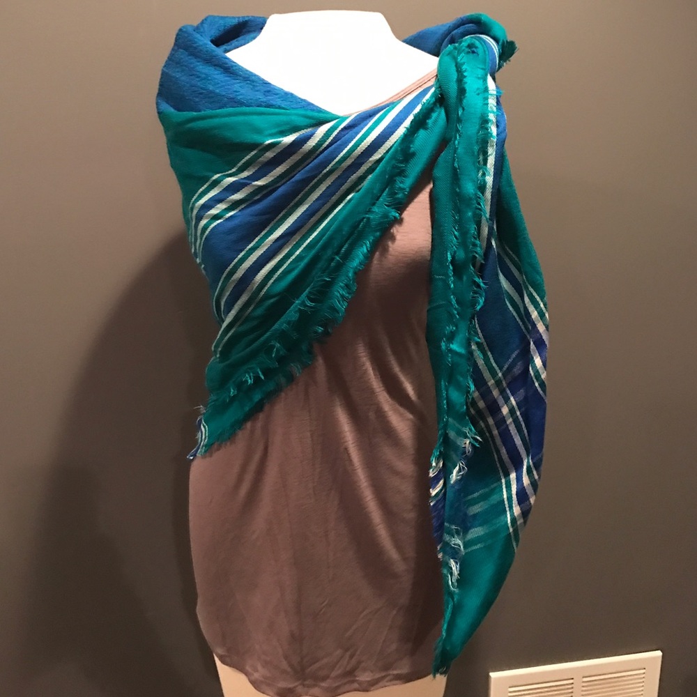 Blue, Teal & White Scarf Wrap