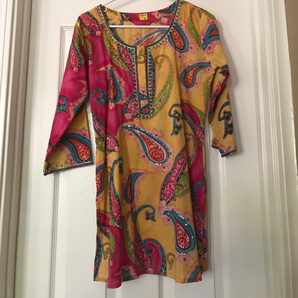 NEW Yellow Colorful Printed Cotton Kurti (K29)