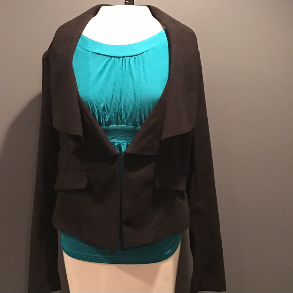 Black Blazer with Collar Accent