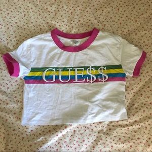 GUESS A$AP ROCKY cropped pink shirt