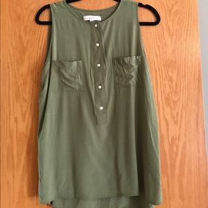 Loft Henley Tank with Pockets Olive Green