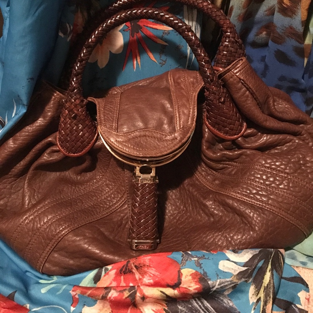 Fendi brown leather spy bag