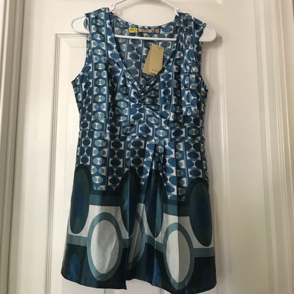 NEW Blue Contemporary Silk Tunic (K32)