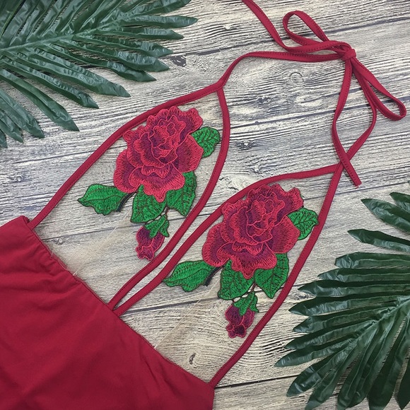  • floral plunge bodysuit/swimsuit - Picture 2 of 2