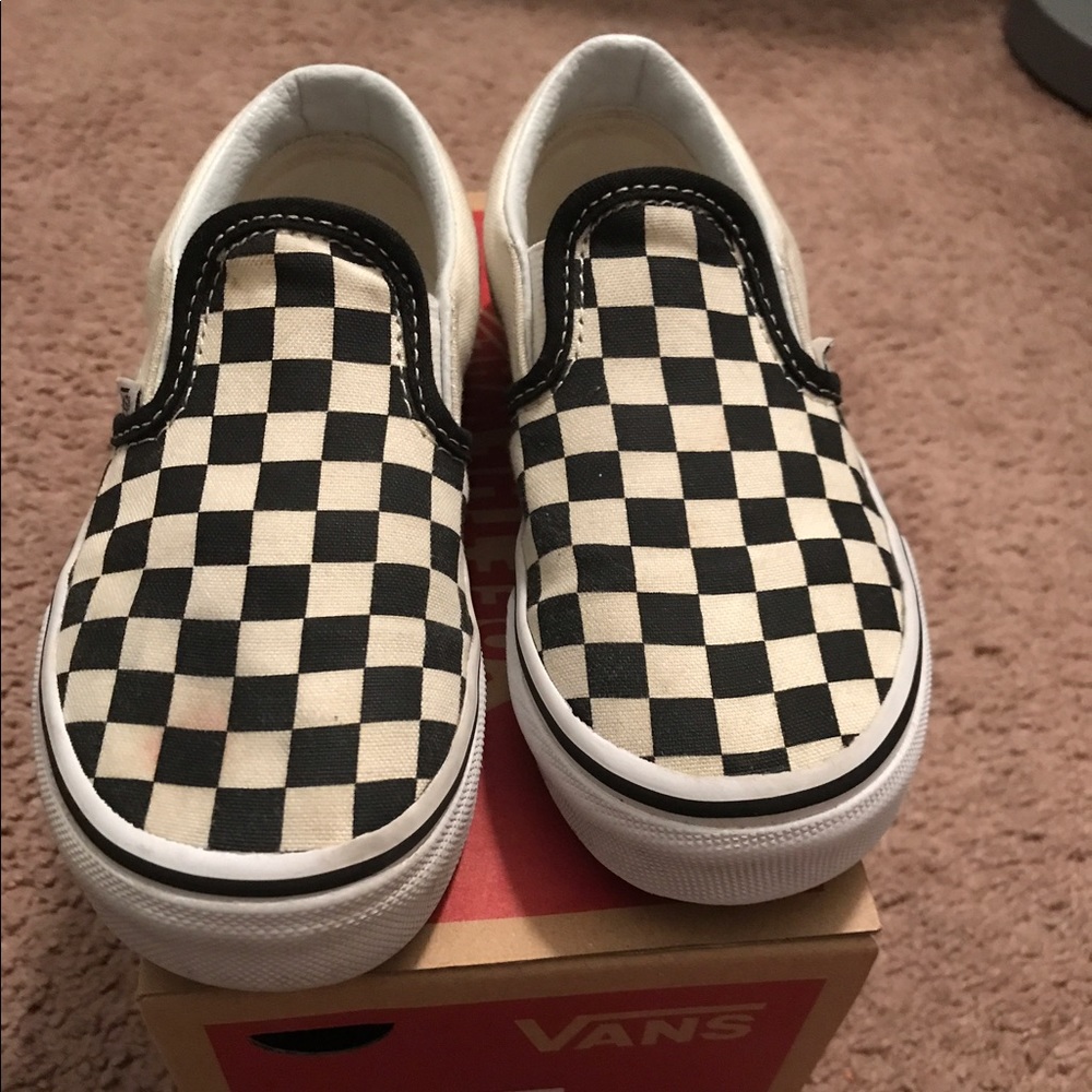 Black/off white checkered vans