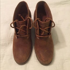 Sperry Topsider leather wedge boots