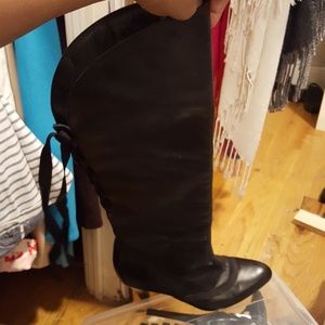 Long All leather boots blk and grey