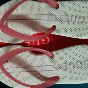 Guess white and pink sandals