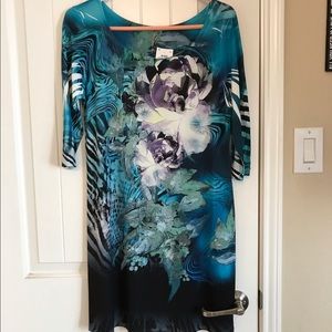 Fresh Of LA blue purple Floral dress m Medium nwt