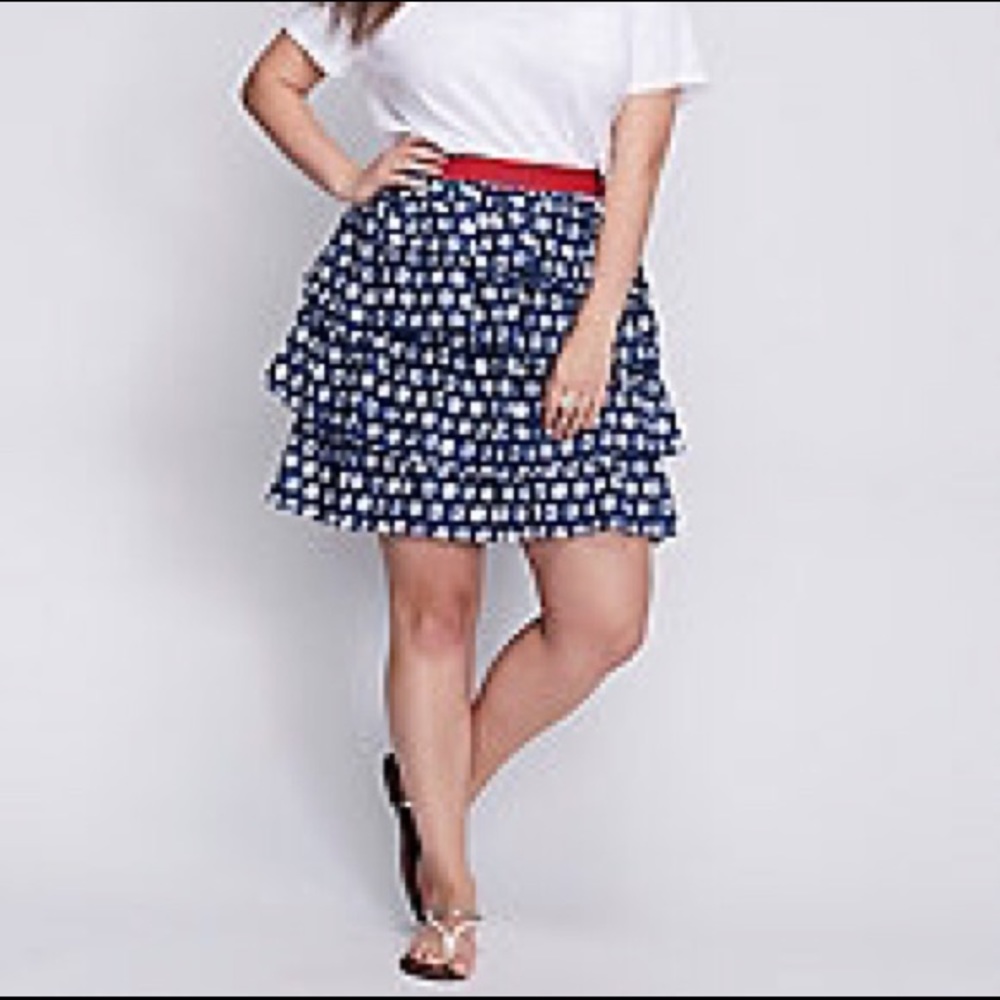 Lane Bryant PRINTED TIERED SKIRT Stamped Dot NWT