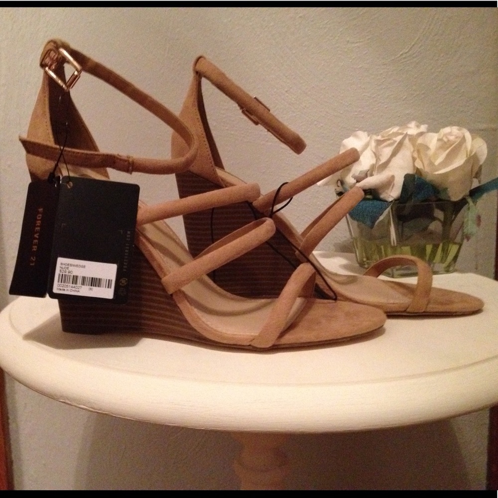 Forever 21 Nude Suede Wedges