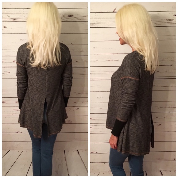 LAST ONE! ❤️Charcoal/black hi lo knit tunic - Picture 2 of 2