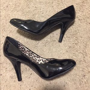 Fergalicious Patent Black Heels