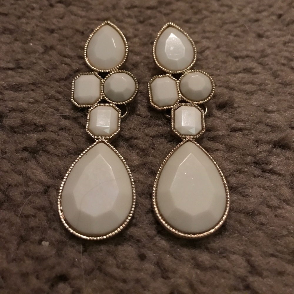 White Stone Earrings