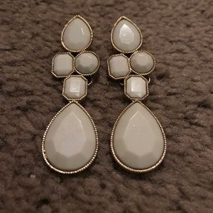 White Stone Earrings