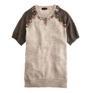 J. Crew Short Sleeve Colorblock Jeweled Sweater.