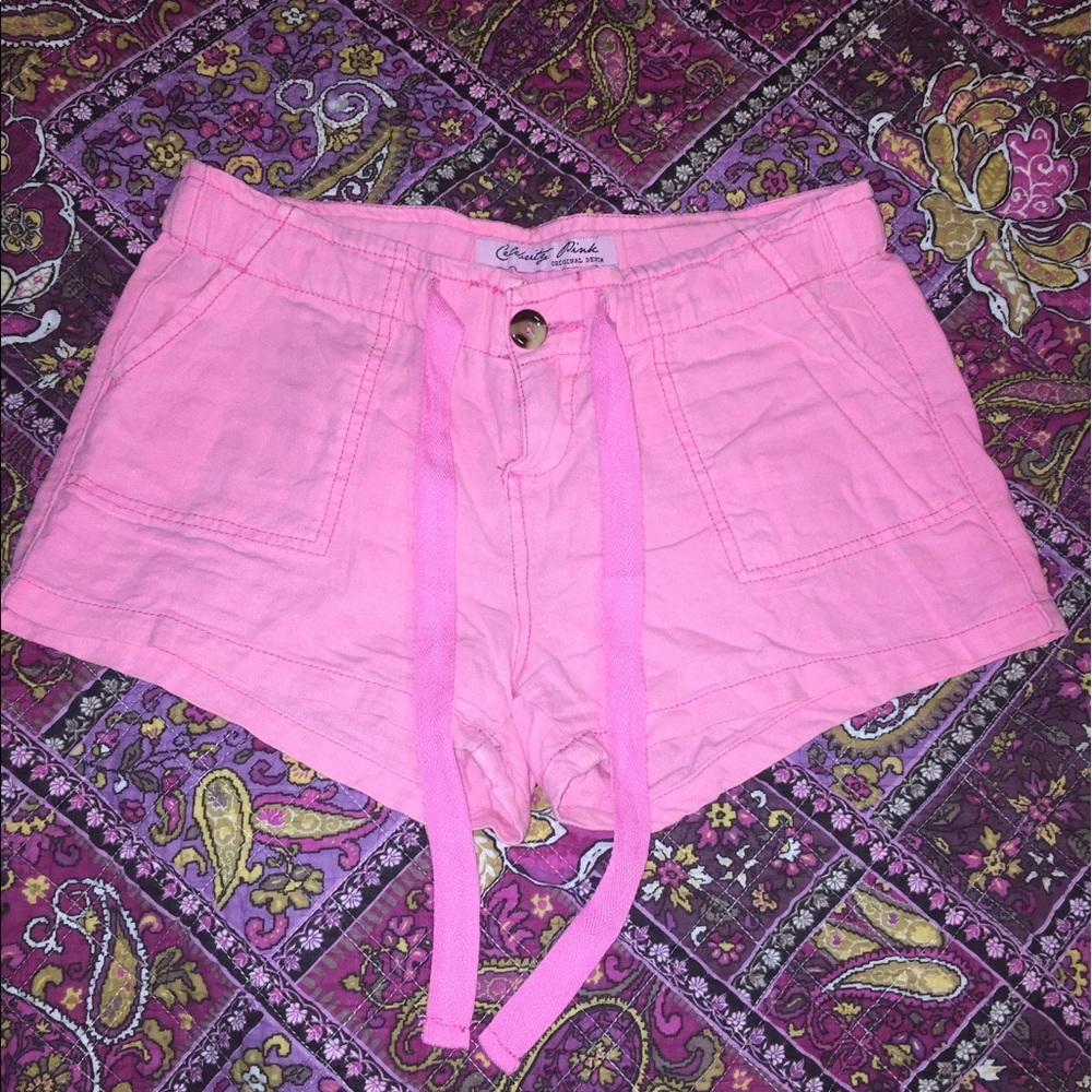 Celebrity pink linen shorts