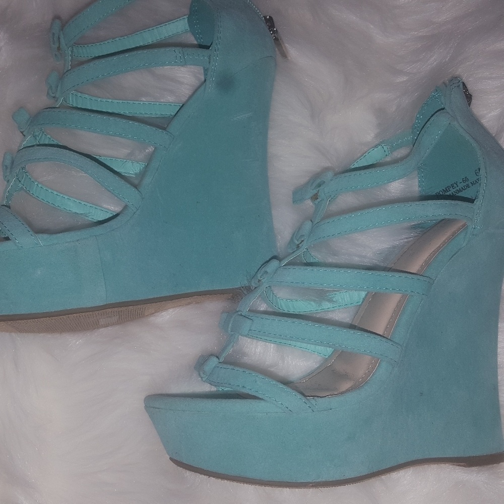 Mint Green Bow Tie Wedges