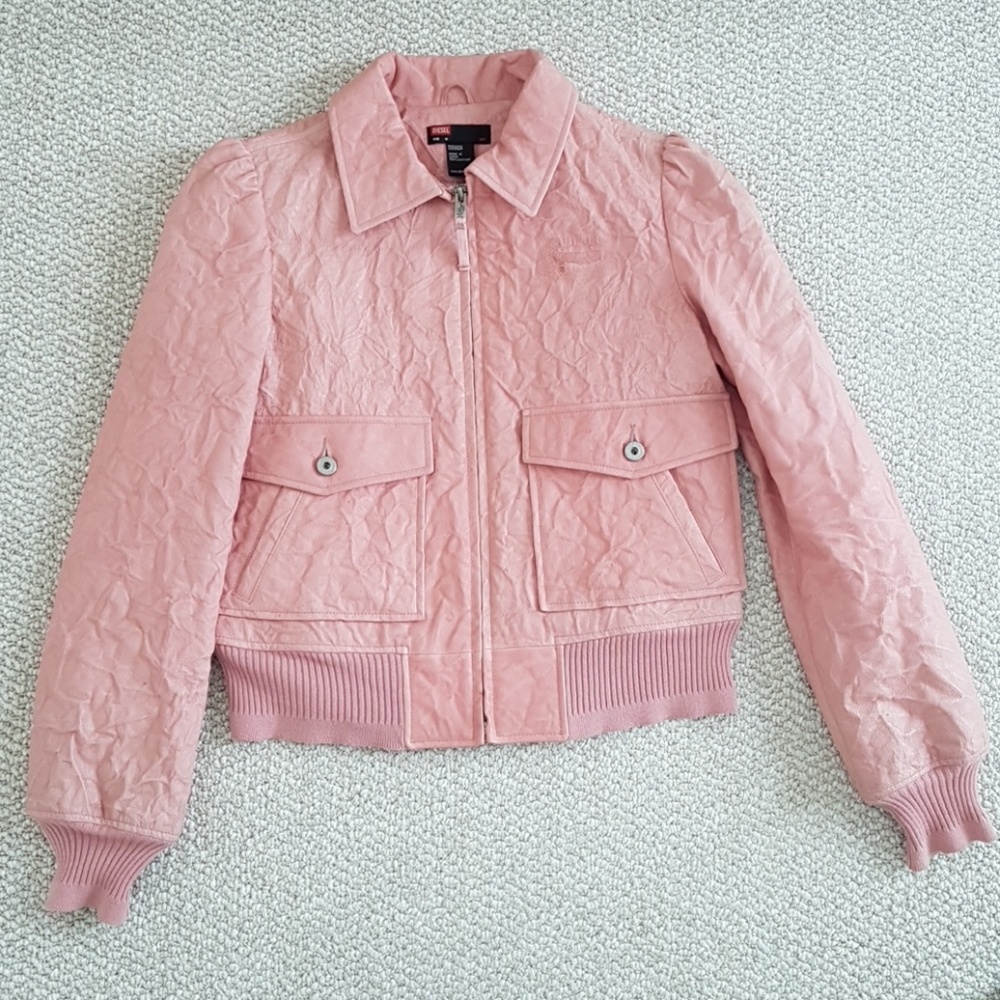 Diesel pink leather jacket