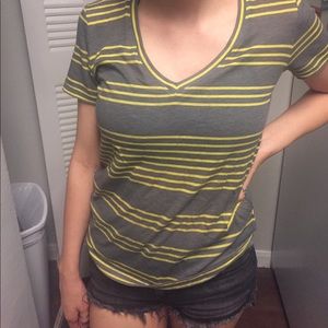BDG small grey and yellow stripe t-shirt.