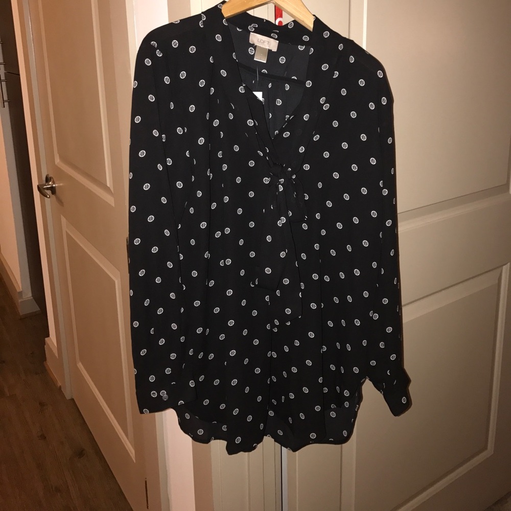 Loft tie neck blouse NWT