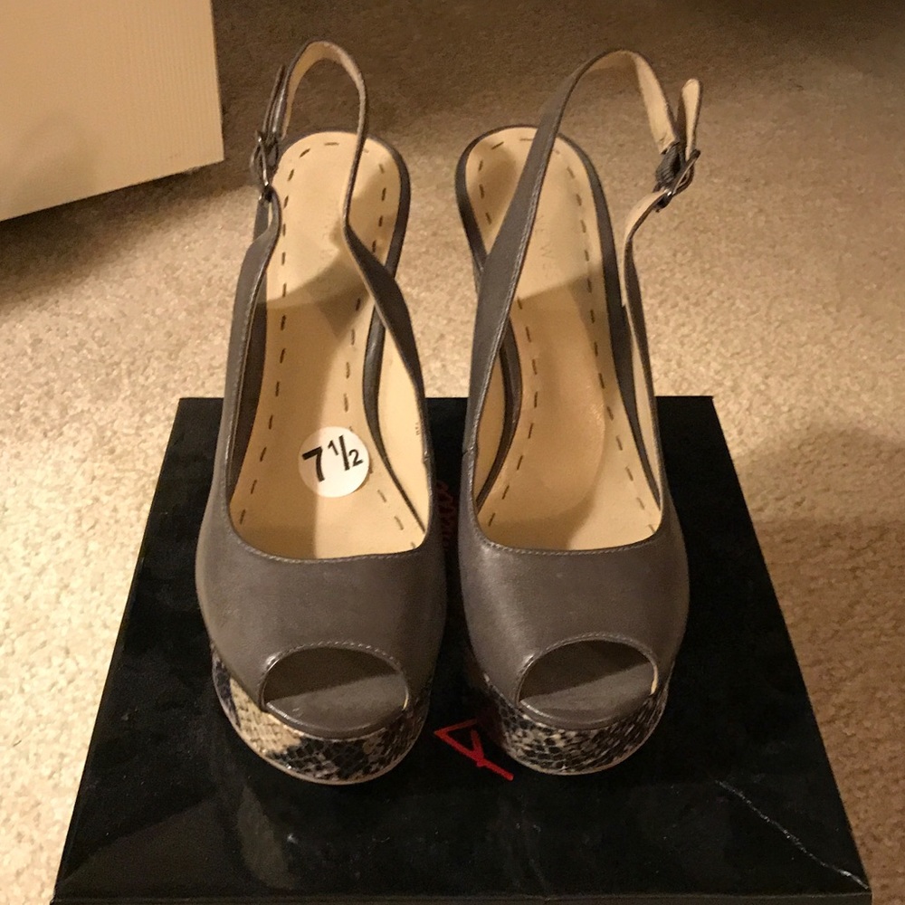 Grey and White wedge Heels