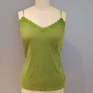 Green lace trimmed camisole