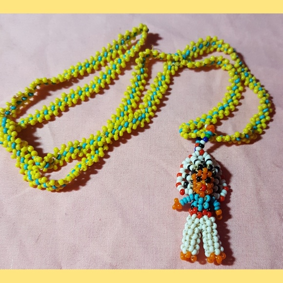Pending..VTG SEED BEAD INDIAN CHIEF PENDANT/NECKLACE - Picture 4 of 4