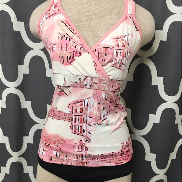 Nursing tankini - Pink & Black print - Picture 1 of 5