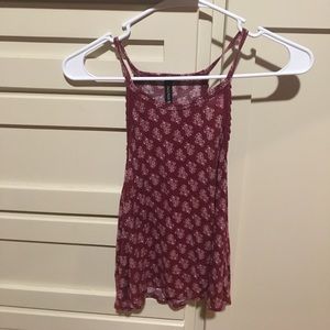 Maroon and white tank top