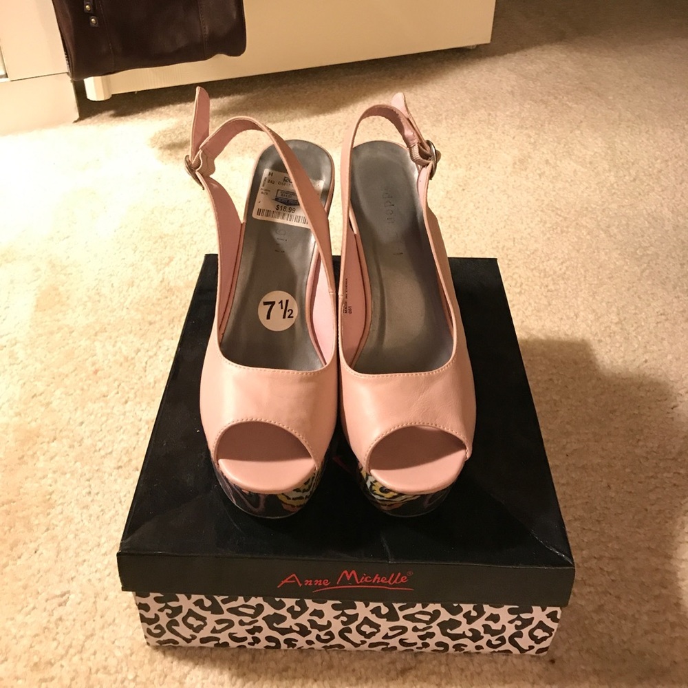 Pink And Multi-color Wedge Heels