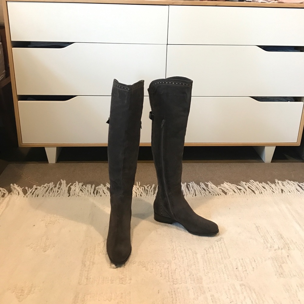 Thigh high suede boots