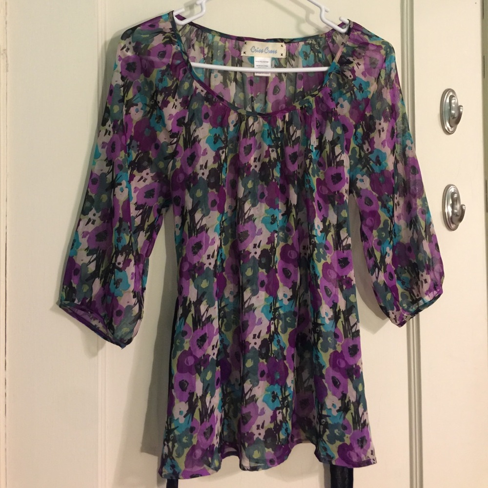 Sheer floral blouse
