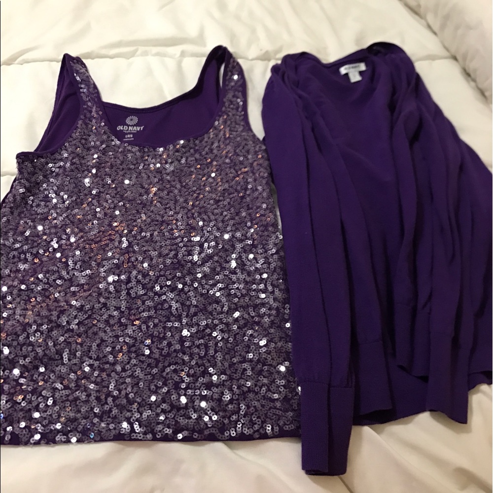 Large old navy tank top and cardigan