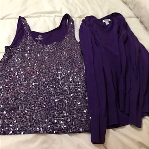 Large old navy tank top and cardigan