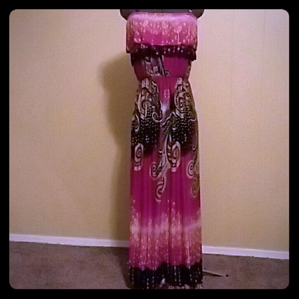 Ruffled double strap maxi sun dress