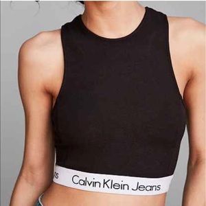 Calvin Klein high neck black crop top