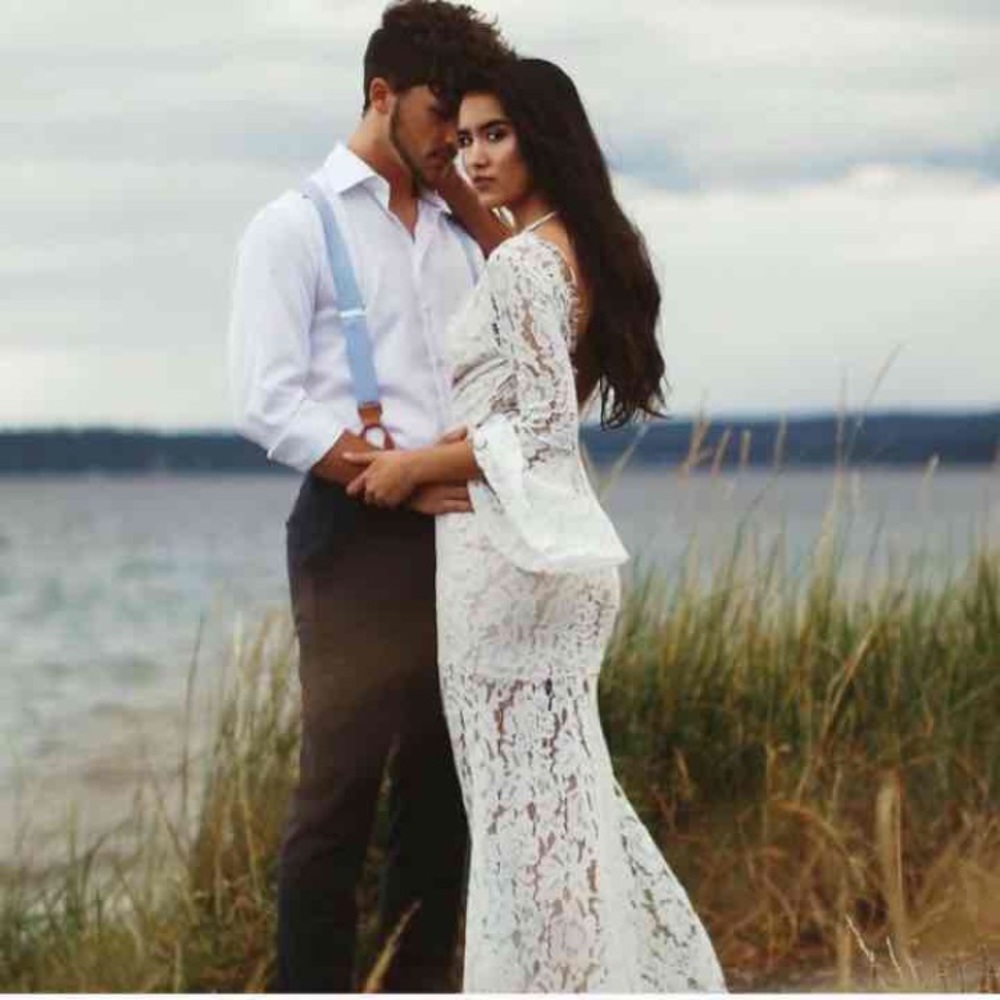 Gorgeous plunge eyelet dress