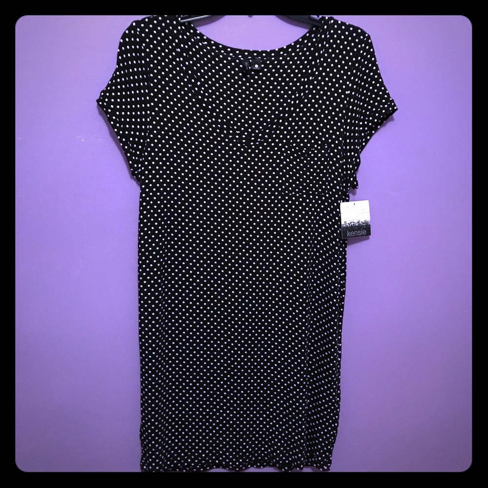 Kensie Black & White Polka Dot Tunic Sleepshirt