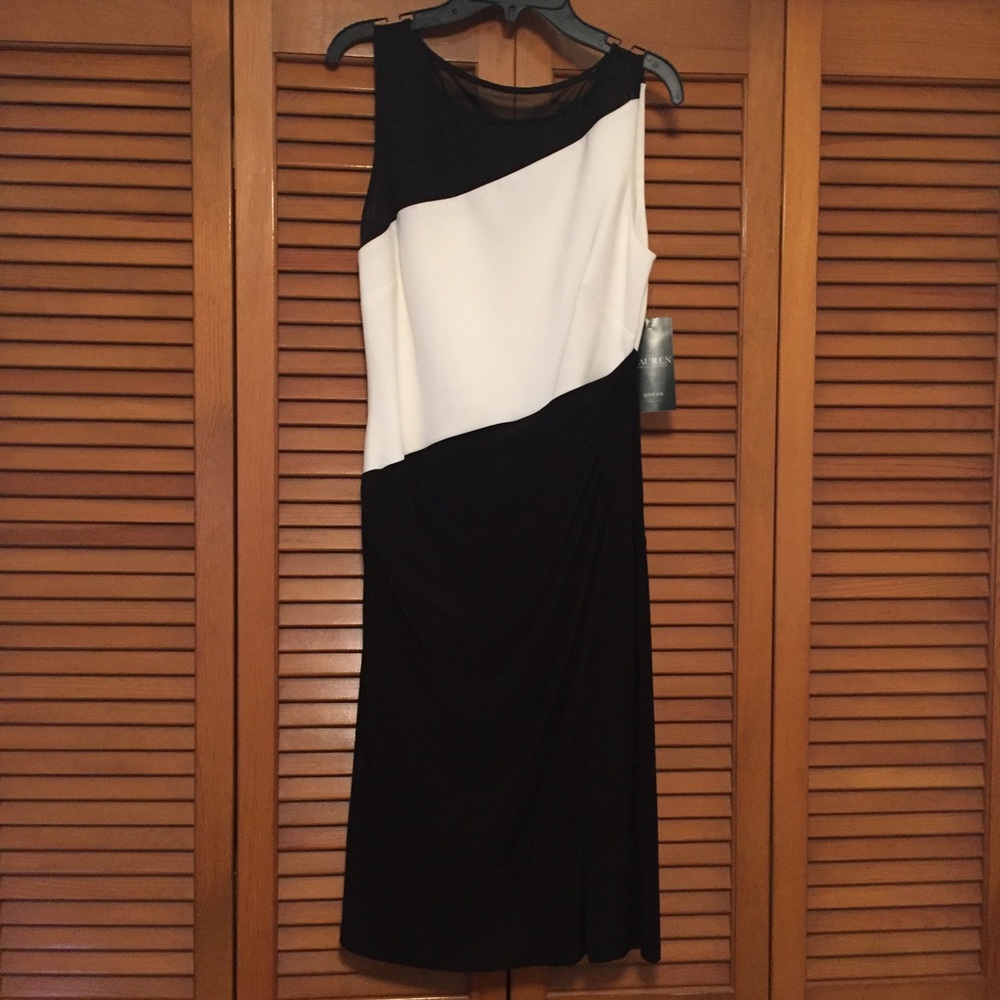 NWT Lauren by Ralph Lauren Black and White Dress